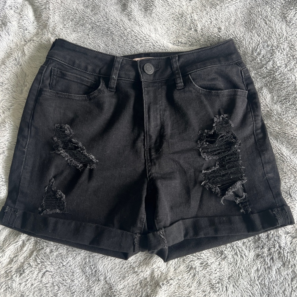 SO Black Jean Shorts Distressed Casual